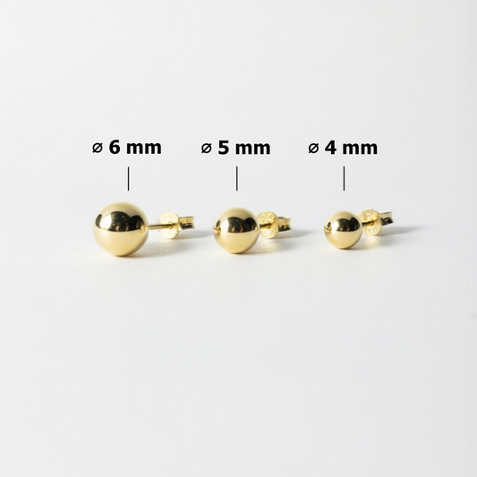 14 Ayar Parlak Altın Top Küpe Çift